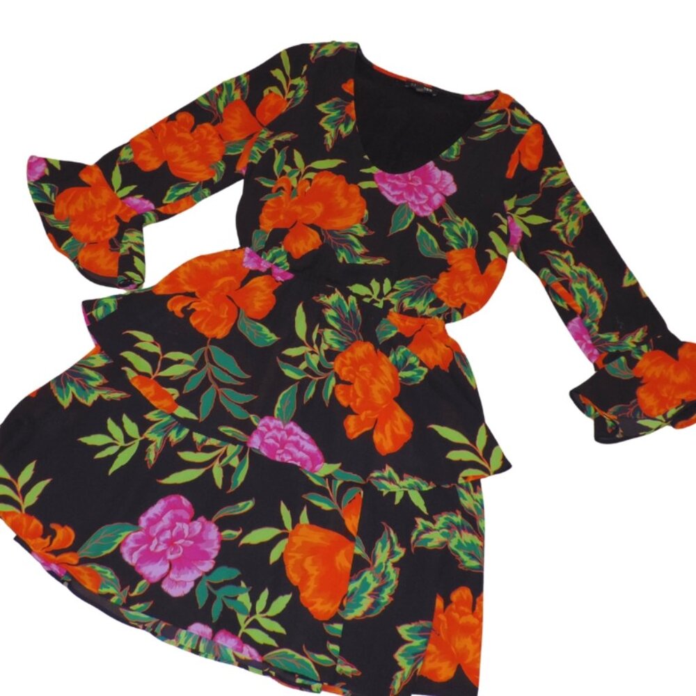 Express XS Black Floral dress - Picture 3 of 3